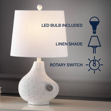 Charlotte 24" Minimalist Designer Iron/Resin Oval Shade LED Table Lamp - JONATHAN Y